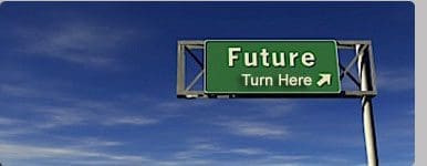 Here's an alt tag for the image: "Future: Turn Here" road sign.