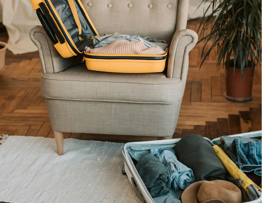 travel bag on the sofa