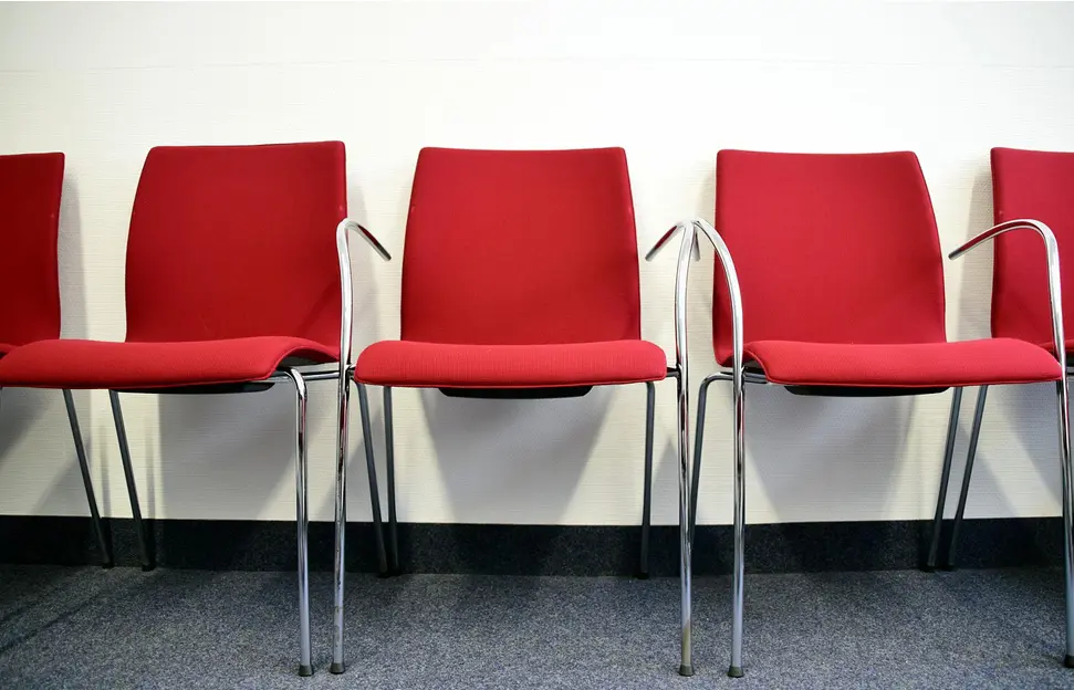 A bunch of raid chair inside the office